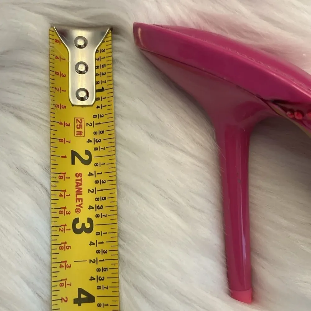 Zara Vinyl Pink Rhinestone Squared Toe High Heels Dress Sandals Shoes Size 8 - Picture 13 of 13